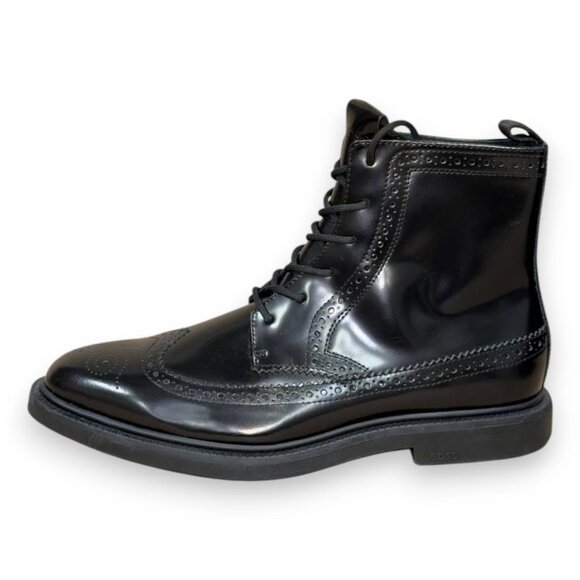 BOSS Larry Men's Black Leather Oxford Boots US 9 (UK 8 EU 42) MSRP $250 - Picture 2 of 4